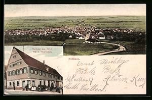 Ansichtskarte Fellbach, Gasthaus zum Hirsch, Ortsansicht