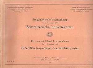 Eidgenössische Volkszählung vom 1. Dezember 1920. Schweizerische Industriekarten - Recensement fé...