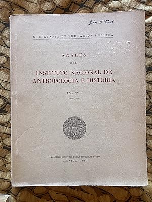Seller image for Anales del Instituto Nacional de Antropologia e Historia, Tomo I, 1939-1940 [No. 29 de la coleccion] for sale by TribalBooks
