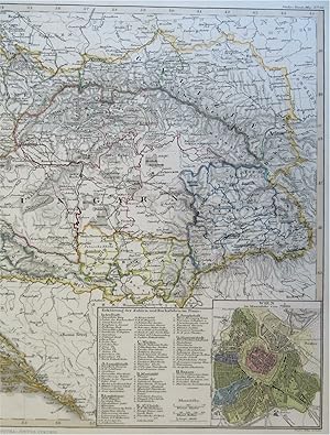 Hapsburg Empire Austria-Hungary Vienna Budapest 1855 Stulpnagel detailed map