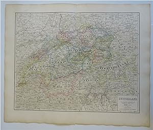 Switzerland Bern Vaud Zurich Geneva 1876 Otterloo scarce large Dutch map