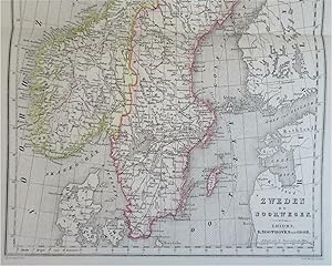 Sweden & Norway Stockholm Baltic Sea 1876 Otterloo scarce large Dutch map