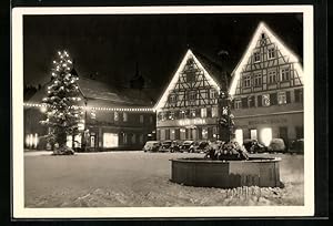 Bild des Verkufers fr Ansichtskarte Ebingen, Weihnachtsabend am Marktplatz zum Verkauf von Bartko-Reher