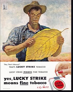 Image du vendeur pour Lucky Strike Means Fine Tobacco (L.S./M.F.T): Print Ad mis en vente par Diatrope Books