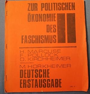 Bild des Verkufers fr Zur politischen konomie des Faschismus. Herausgegeben von Max Horkheimer. zum Verkauf von Antiquariat BehnkeBuch