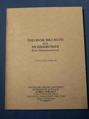 Seller image for Theodor Billroth als Musikkritiker. for sale by Antiquariat BehnkeBuch