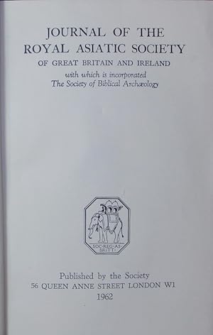 Bild des Verkufers fr Journal of the Royal Asiatic Society. 1962. zum Verkauf von Antiquariat Bookfarm