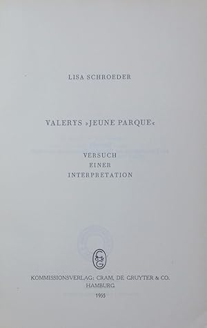 Bild des Verkufers fr Valerys "Jeune Parque". Versuch einer Interpretation. zum Verkauf von Antiquariat Bookfarm