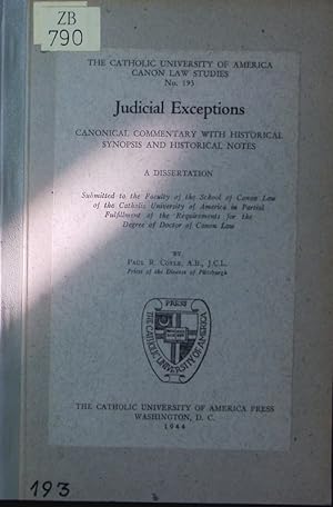 Seller image for Judicial exceptions. canonical commentary with historical synopsis and historical notes. for sale by Antiquariat Bookfarm