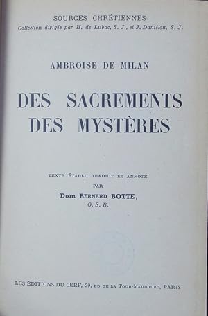 Bild des Verkufers fr Des sacrements. zum Verkauf von Antiquariat Bookfarm