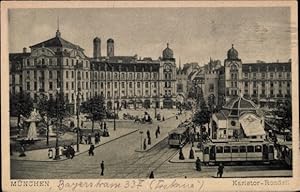 Ansichtskarte / Postkarte München, Karlstor-Rondell, Brunnen, Straßenbahn