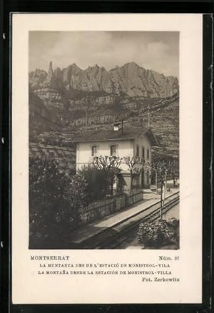 Ansichtskarte Montserrat, La Muntanya des de l`Estacio de Monistrol-Vila, Bahnhof