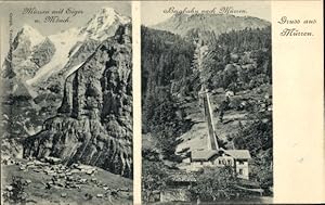 Bild des Verkufers fr Ansichtskarte / Postkarte Mrren Kanton Bern Schweiz, Mrren mit Eiger u. Mnch, Bergbahn nach Mrren zum Verkauf von akpool GmbH