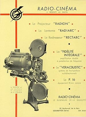 "PROJECTEUR RADION" Annonce originale entoilée SALON DU CINÉMA années 50