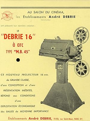 "PROJECTEUR DEBRIE 16" Annonce originale entoilée SALON DU CINÉMA années 50