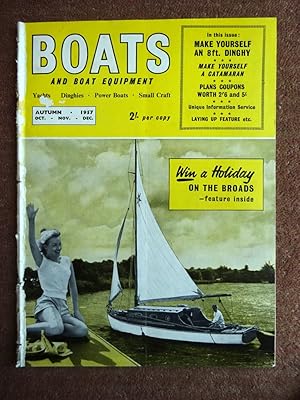 Bild des Verkufers fr BOATS and Boat Equipment, Yachts, Dinghies, Power Boats, Small Craft. Vol 1 No 8. Autumn 1957 Magazine. zum Verkauf von Tony Hutchinson