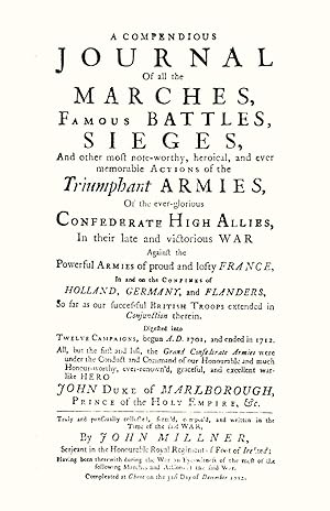 Imagen del vendedor de COMPENDIOUS JOURNAL OF ALL THE MARCHES FAMOUS BATTLES & SIEGES (of Marlborough) a la venta por moluna