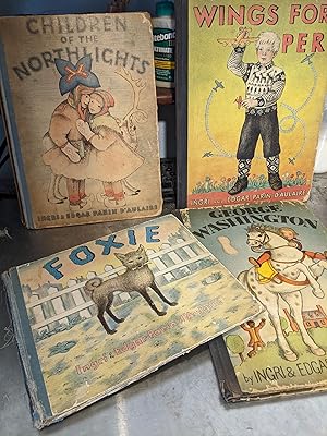 Lot of 4 Ingrid & Edgar D'Aulaire Books" Foxie, Children of the Northlights; Wings for Per; Georg...