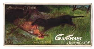 Image du vendeur pour Sammelbild Gartmann Schokolade, Abrechnung, Jagdhund mit Fuchs mis en vente par Bartko-Reher
