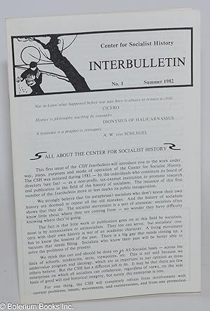 Bild des Verkufers fr Interbulletin No. 1 Summer 1982 zum Verkauf von Bolerium Books Inc.