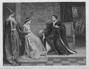 THE WOOING OF HENRY V After W.F. YEAMES Engraved by GREATBACH,1876 Steel Engraving