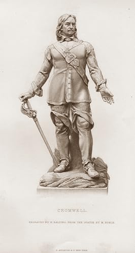 OLIVER CROMWELL STATUE by M. NOBLE Engraved by BALDING,1876 Steel Engraving