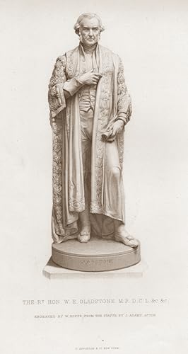 W.E. GLADSTONE STATUE by J. ADAMS Engraved by ROFFE,1876 Steel Engraving