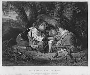 THE CHILDREN IN THE WOOD After PEELE Engraved by BOURNE,1856 Steel Engraving