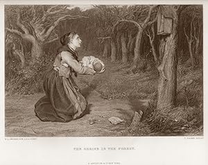 THE SHRINE IN THE FOREST After ORCHARDSON Engraved by BROWN,1876 Steel Engraving