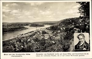 Bild des Verkufers fr Ansichtskarte / Postkarte Vallendar am Rhein, Blick von der Humboldts-Hhe rheinabwrts, Alexander von Humboldt zum Verkauf von akpool GmbH