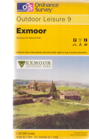 Exmoor. Showing the Nationalpark. OS. Ordnance Survey. Outdoor Leisure 9. 1:25000 scale.