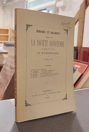 Immagine del venditore per Mmoires et Documents de la Socit Savoisienne d'Histoire et d'Archologie. Tome LXI - 1924 venduto da Le Beau Livre