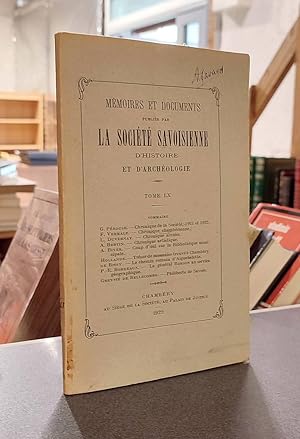 Seller image for Mmoires et Documents de la Socit Savoisienne d'Histoire et d'Archologie. Tome LX - 1922 for sale by Le Beau Livre