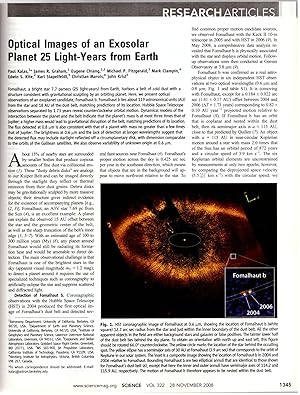Bild des Verkufers fr HUBBLE TELESCOPE "Optical Images of an Exosolar Planet 25 Light-Years from Earth" (Science 322 No. 5906 pp. 1345-1348, November 28, 2008) zum Verkauf von Craig Olson Books, ABAA/ILAB