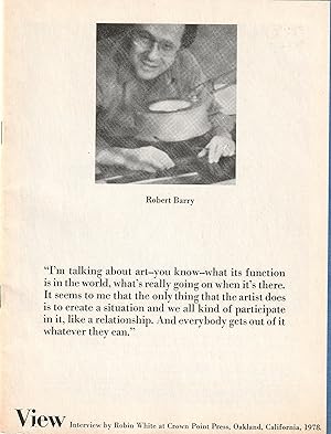 VIEW Robert Barry Interview by Robin White