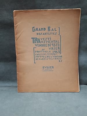 Imagen del vendedor de Grand Bal des Artistes Travesti Transmental Vendredi 23 fvrier 1923 Salle Bullier au profit de la caisse de secours de l'Union des Artistes Russes Programme a la venta por A. Van Zaelen antiquariaat