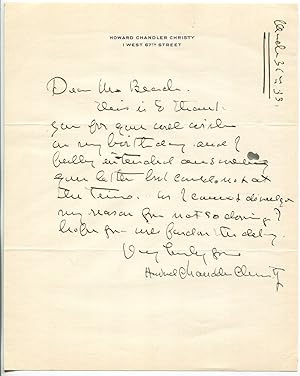1945 American Artist Illustrator Howard Chandler Christy Autograph Letter Signed