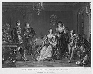 THE PRINCE OF SPAIN'S VISIT TO CATALINA,1879 Steel Engraving