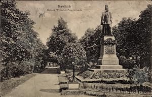 Ansichtskarte / Postkarte Rawicz Rawitsch Posen, Kaiser Wilhelm Promenade, Denkmal