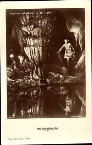 Bild des Verkufers fr Ansichtskarte / Postkarte Die Nibelungen, Filmszene, Siegfried und Alberich in der Hhle, Ross 675/3 zum Verkauf von akpool GmbH