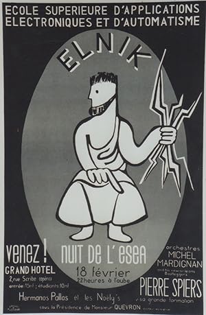 "NUIT de l'ESEA 1956" Affiche originale entoilée / Litho par JM & M LEFEBVRE / ÉCOLE SUPÉRIEURE D...