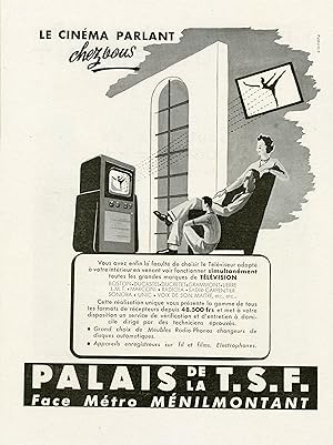 "PALAIS DE LA T.S.F." Annonce originale entoilée années 50
