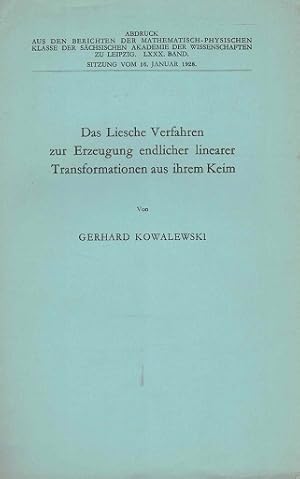 Das Liesche Verfahren zur Erzeugung endlicher linearer Transformationen aus ihrem Keim