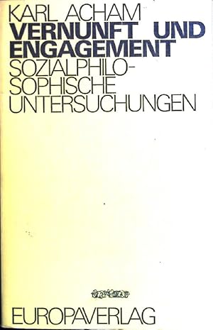 Seller image for Vernunft und Engagement : sozialphilosophische Untersuchungen. for sale by books4less (Versandantiquariat Petra Gros GmbH & Co. KG)