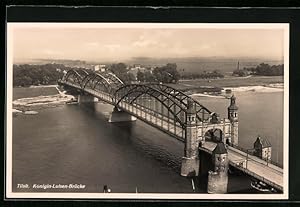 Ansichtskarte Tilsit, Blick auf die Königin-Luisen-Brücke, Fliegeraufnahme