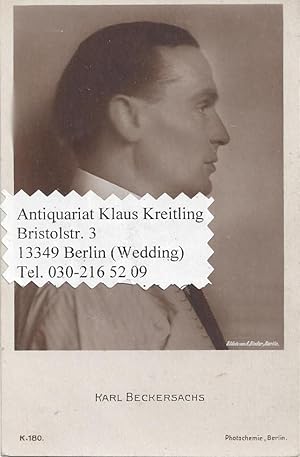 Bild des Verkufers fr Karl Beckersachs - Deutscher Filmschauspieler ( 1881 - 1951 ) zum Verkauf von Klaus Kreitling