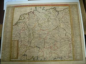 Bild des Verkufers fr Europe/Germany-map, anno 1732, Chatelain, old colours Antique print, titled: 'Nouvelle Carte de l Empire divise selon ses differents Etats: avec des Tables pour trouver Facilement les Etats de Chaque Prince par les Lettres Alphabetiques. ' - New Map of the Empire divided according to its different states: with tables to find Easily the states of each Prince by alphabetic letters. This print/map originates from: "Atlas Historique." (Historic Atlas.), Published by Zacharie Chatelain, Amsterdam, 1732. Published in seven volumes between 1705 and 1720. This 2nd edition (Tome II) has been published in 1732. The maps were accompanied by information on cosmography, geography, history, genealogy, heraldry, and costumes of the world. The image s zum Verkauf von Hammelburger Antiquariat