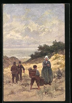 Bild des Verkufers fr Knstler-Ansichtskarte Johan Georg Gerstenhauer: niederlndische Bauernfamilie am Hochufer zum Verkauf von Bartko-Reher