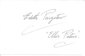 Seller image for [ Ellis Peters , pseudonym of Edith Pargeter, author of the  Brother Cadfael  crime novels.] Autograph Signature, with pseudonym:  Edith Pargeter. /  Ellis Peters .  for sale by Richard M. Ford Ltd