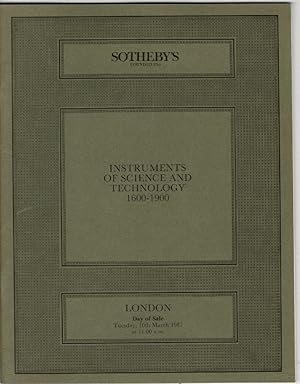 Sotheby's Instruments of Science and Technology, 1600-1900. Tuesday, 10th March 1987